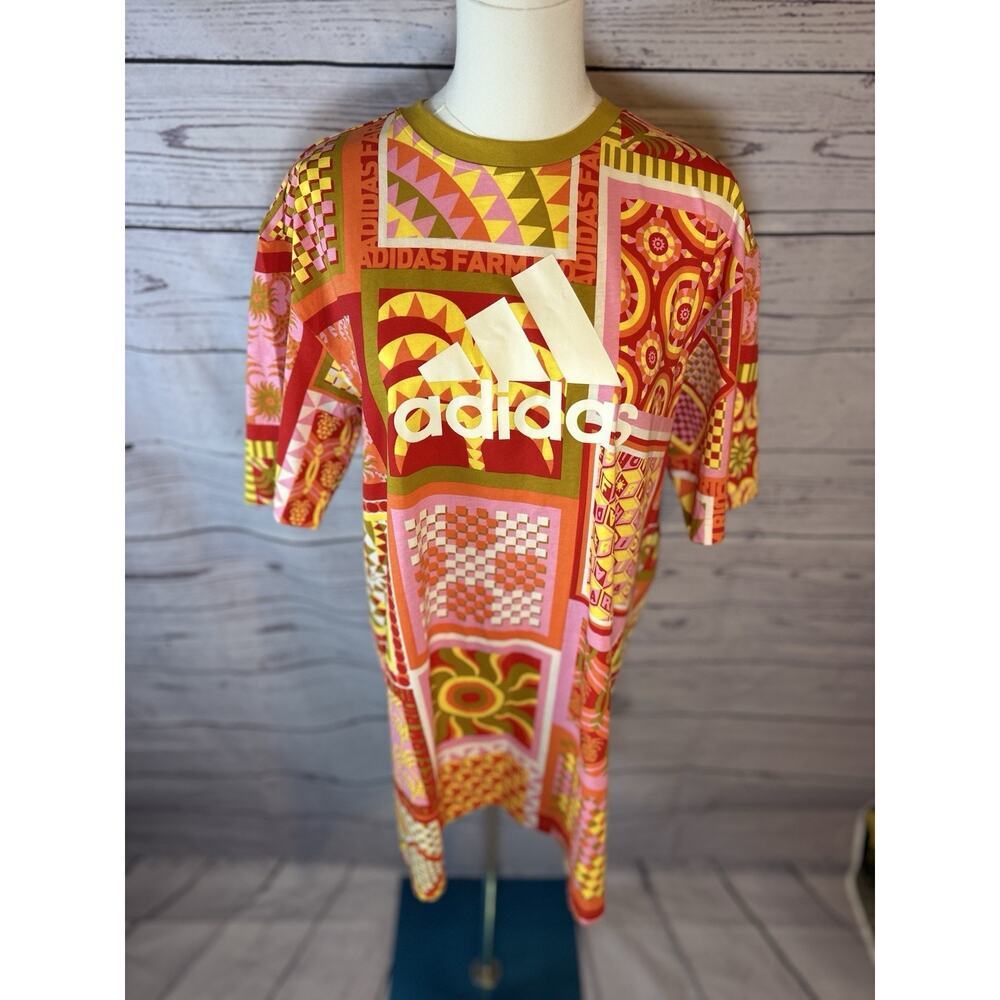 Adidas x Farm Rio Solar Kaleidoscope Pink Graphic Dress Size S0 - Picture 2 of 7